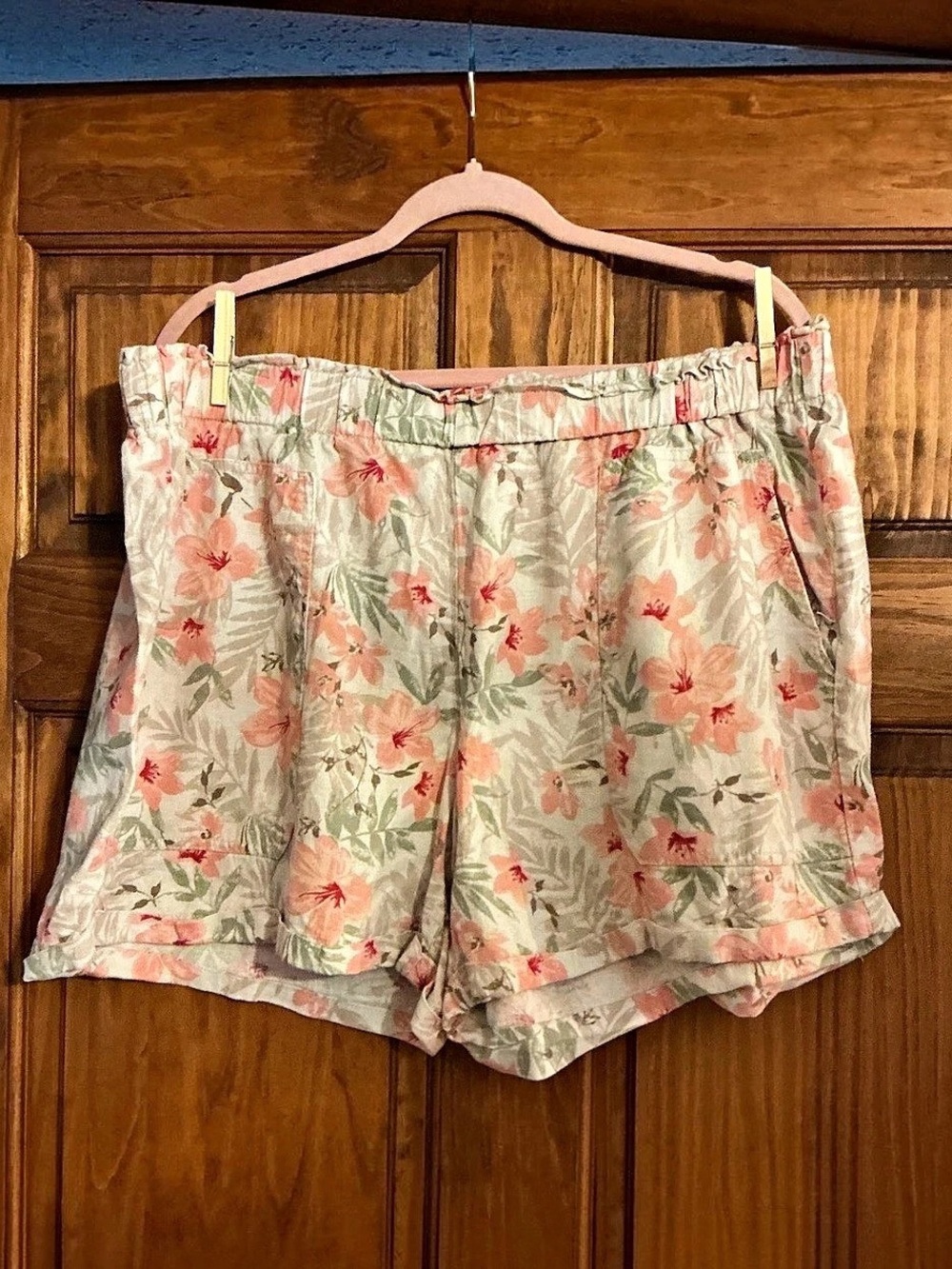 BRIGGS Floral Linen Rayon Shorts Size XXL EUC
